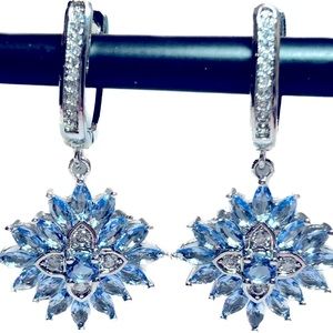 Blue Crystal Earrings In Sterling Silver - image 1